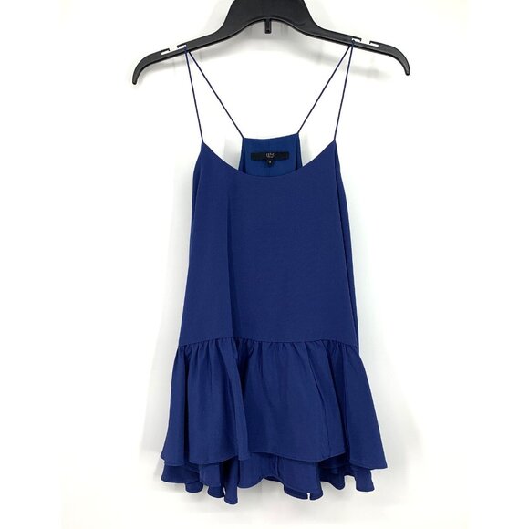 Tibi 100% Silk Top Ruffle Cami Tank Blue Sleeveless Racerback - Picture 3 of 10